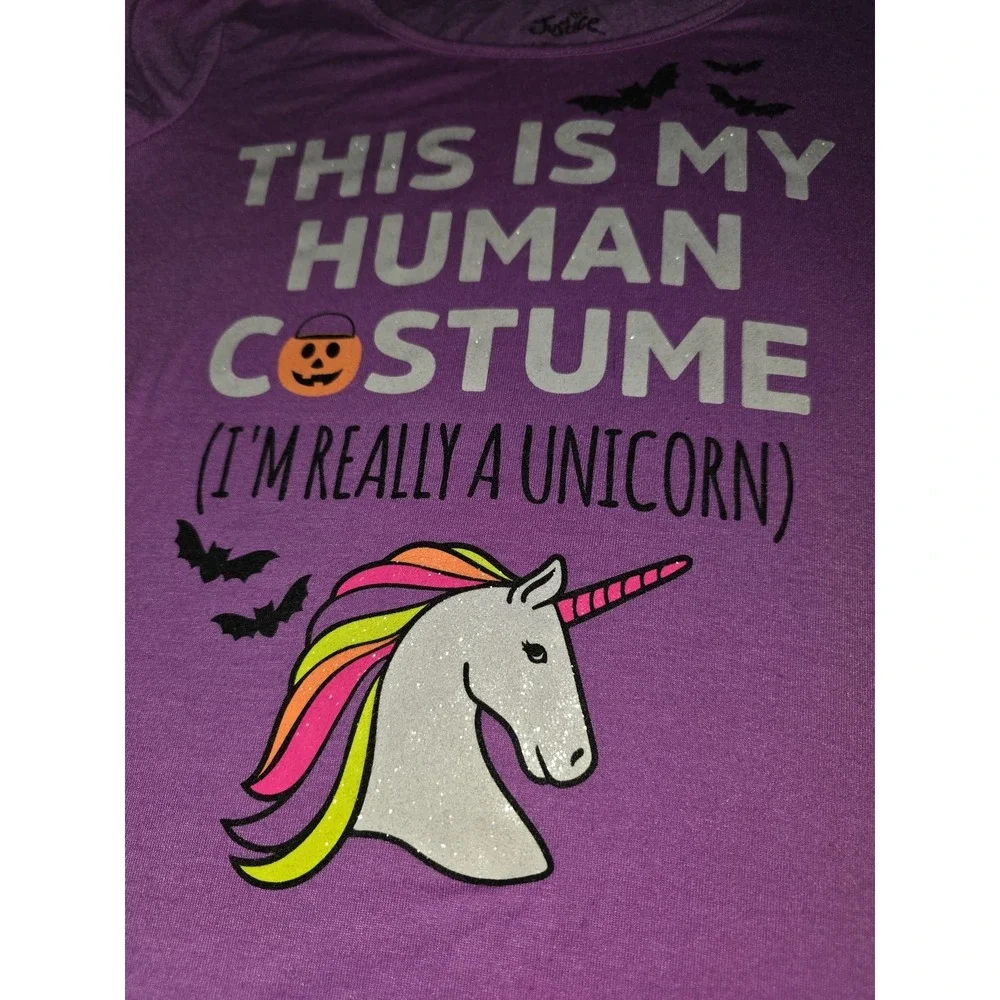 Justice fall autumn Halloween human costume unicorn pumpkin outfit size 8